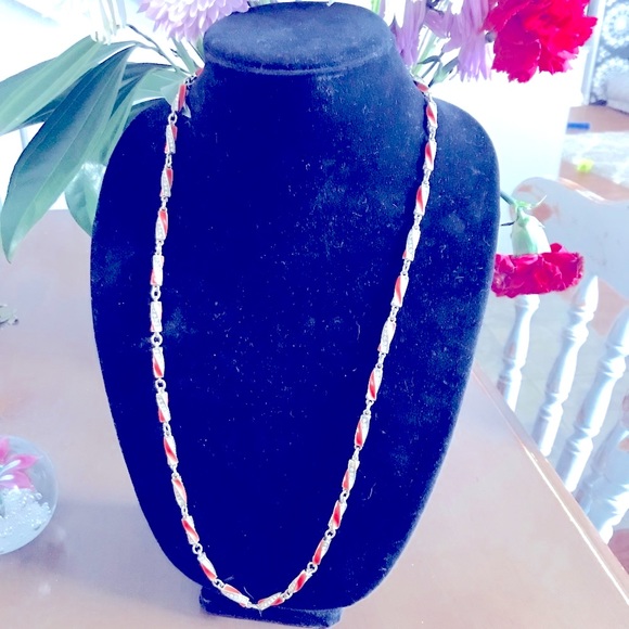 J.Crew Long Coral & Gold Tone Long Necklace - Picture 3 of 6